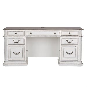 Ashford & Sons Wooden Credenza with 2 File Drawers & USB Ports in White