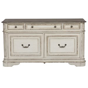 Ashford & Sons White Credenza in Antique Finish with Rubberwood Solids