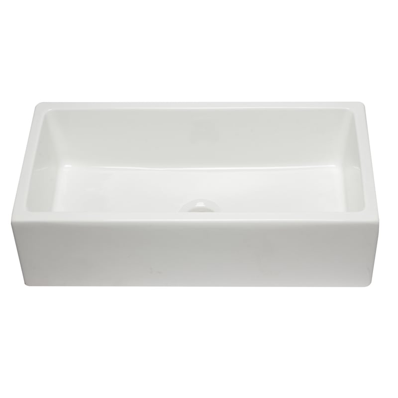 36 inch White Reversible Smooth / Fluted Single Bowl Fireclay Farm Sink