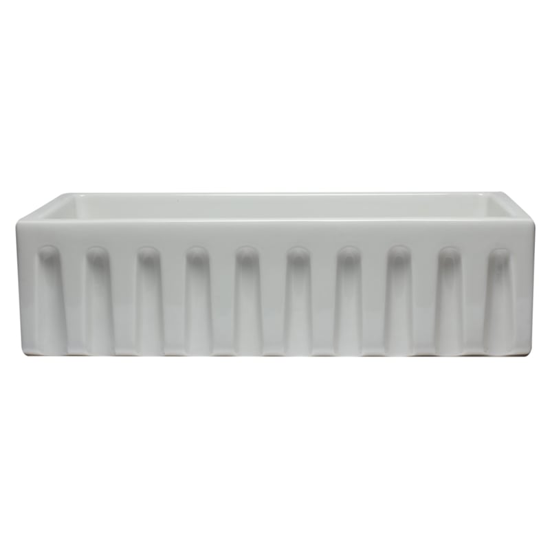 36 inch White Reversible Smooth / Fluted Single Bowl Fireclay Farm Sink