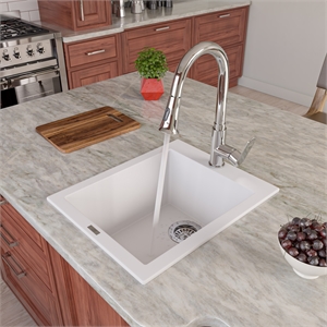 White 17&quot Drop-In Rectangular Granite Composite Kitchen Prep Sink