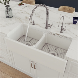 39&quot White Smooth Apron Thick Wall Fireclay Double Bowl Farm Sink