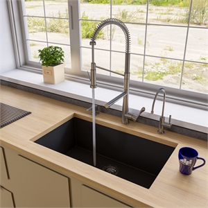 Black 33&quot Single Bowl Undermount Granite Composite Kitchen Sink