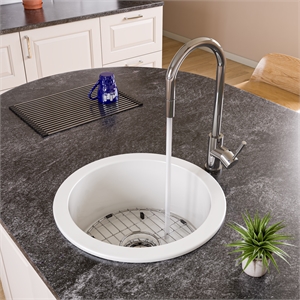 White Round 18&quot x 18&quot Undermount / Drop In Fireclay Prep Sink