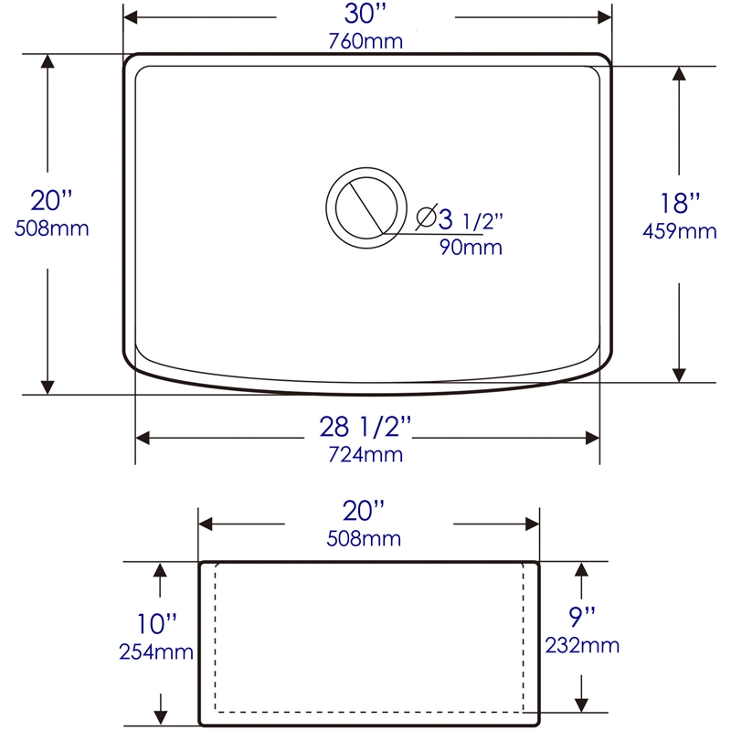 White Smooth Curved Apron 30