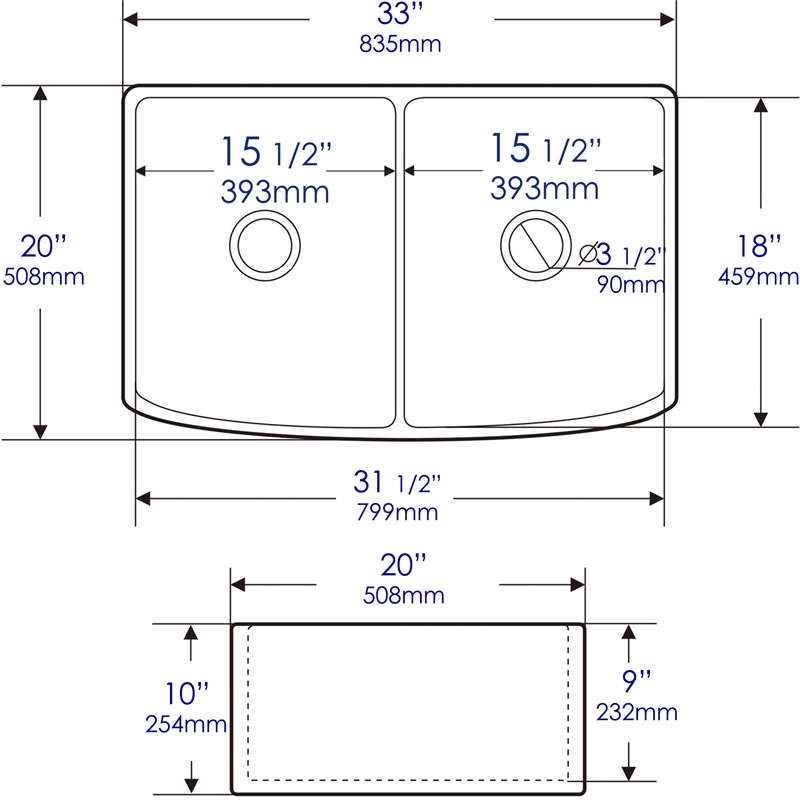 White Smooth Curved Apron 33