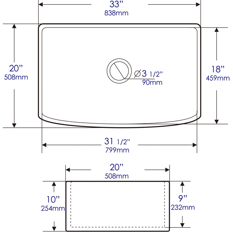 White Smooth Curved Apron 33