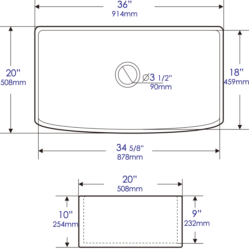 White Smooth Curved Apron 36