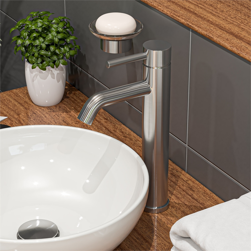 ALFI brand AB1023-BN Tall Brushed Nickel Single Lever Bathroom Faucet