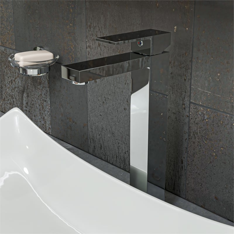 ALFI brand AB1129-PC Polished Chrome Tall Square Single Lever Bathroom Faucet