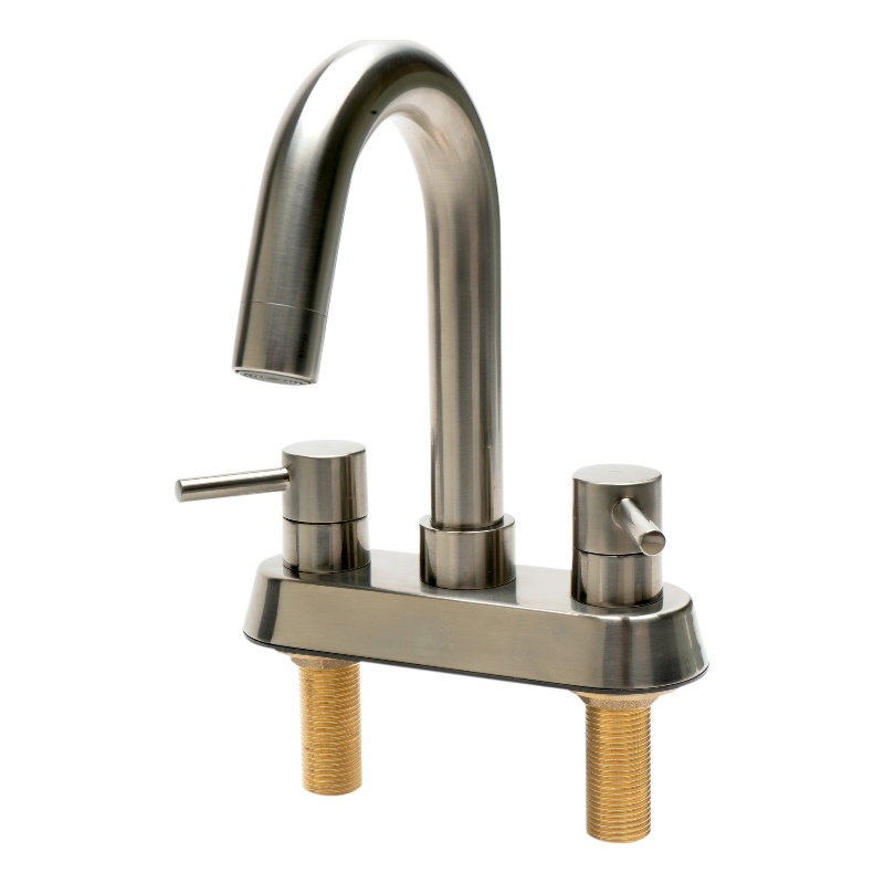 ALFI brand AB1400-BN Brushed Nickel Two-Handle 4'' Centerset Bathroom Faucet