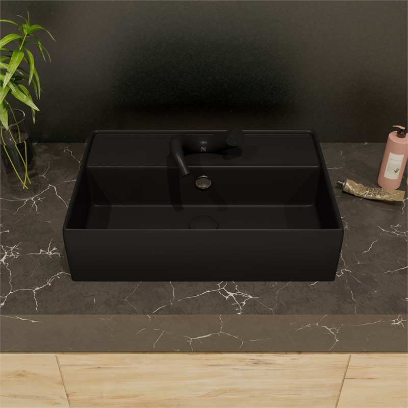 ALFI brand AB1572-BM Black Matte Wave Single Lever Bathroom Faucet