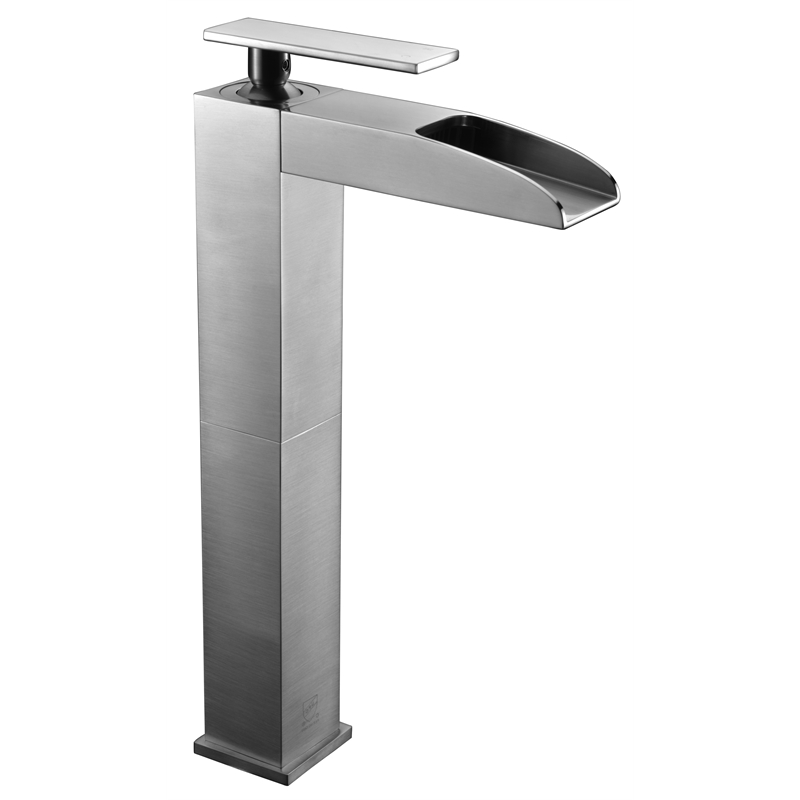 ALFI brand AB1597-BN Brushed Nickel Single Hole Tall Waterfall Bathroom Faucet