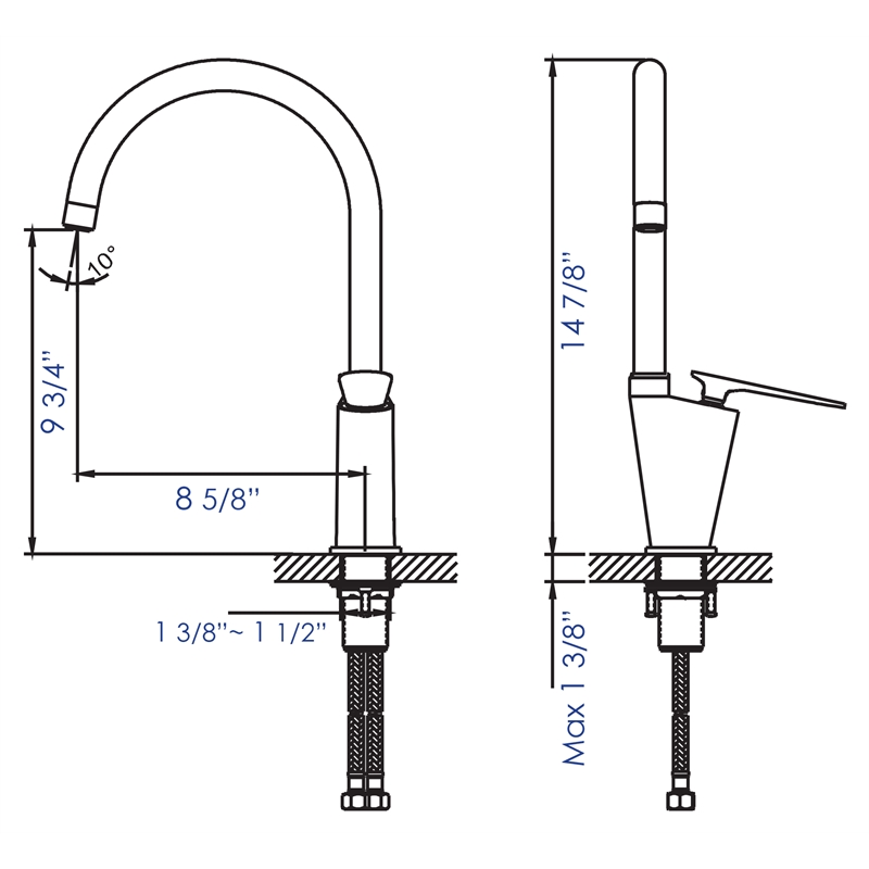 ALFI brand AB3600-BN Brushed Nickel Gooseneck Single Hole Bathroom Faucet