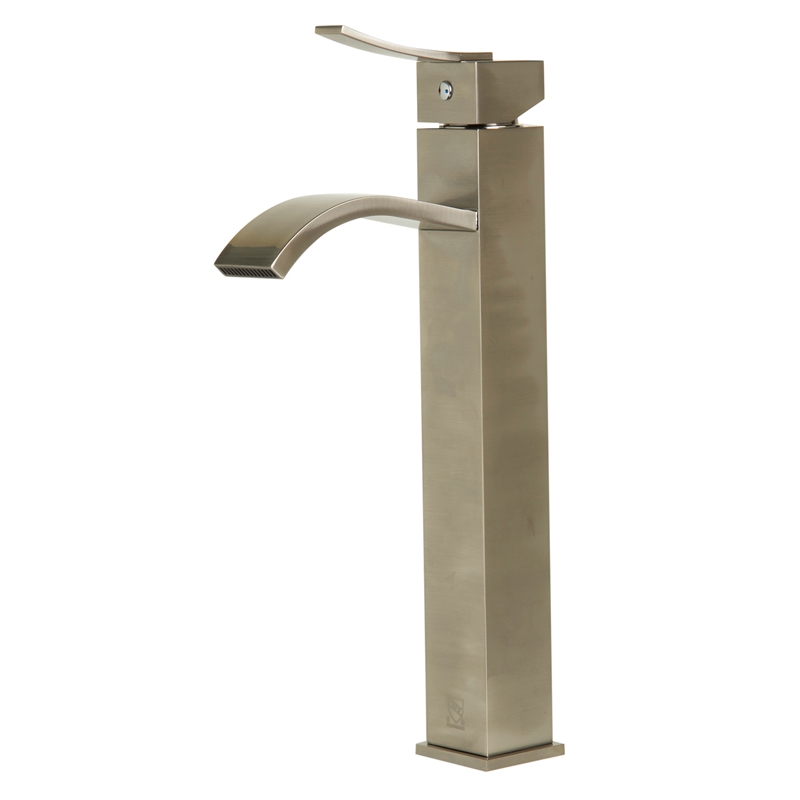 AB1158-BN Tall Brushed Nickel Tall Square Body Curved Spout Bathroom Faucet
