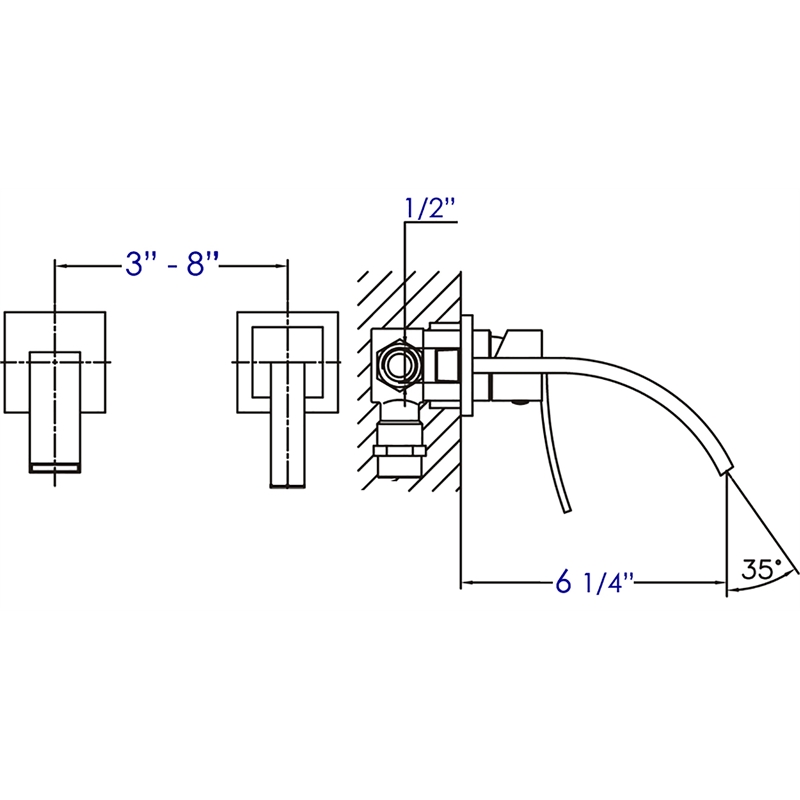 AB1256-BN Brushed Nickel Single Lever Wallmount Bathroom Faucet