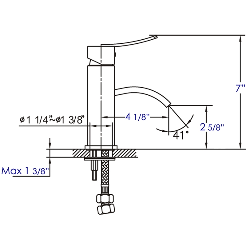 AB1258-BN Brushed Nickel Square Body Curved Spout Single Lever Bathroom Faucet