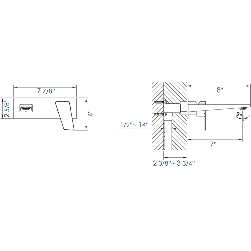 AB1472-BN Brushed Nickel Wall Mounted Bathroom Faucet