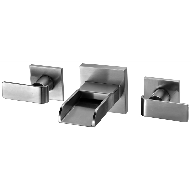 AB1796-BN Gray Brass Widespread Wall Mounted Waterfall Bathroom Faucet