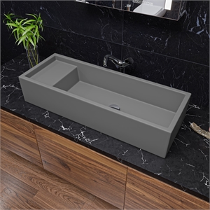 AB39TRGM 39&quot Grey Matte Above Mount Fireclay Bathroom Trough Sink