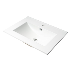 ABC803 White 25&quot Rectangular Drop In Ceramic Sink with Faucet Hole