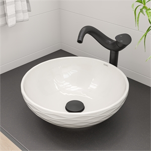 ABC909 White 17&quot Decorative Round Vessel Above Mount Ceramic Sink