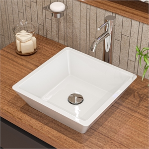 ABC912 White 17&quot Square Above Mount Ceramic Sink