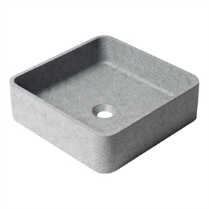 16&quot Solid Concrete Chiseled Style Square Above Mount Vessel Sink
