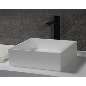 ABRS14S 14&quot Square White Matte Solid Surface Resin Sink