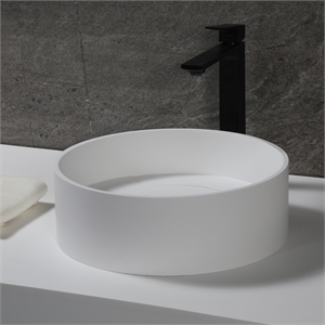 ABRS15R 15&quot Round White Matte Solid Surface Resin Sink