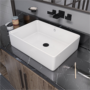 BA131 20&quot Rectangular Ceramic Above Mount Bathroom Vessel Sink