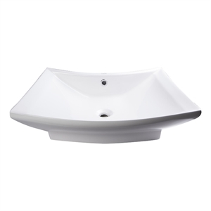 EAGO BA142 28&quot Rectangular Porcelain Bathroom Vessel Sink with Single Hole