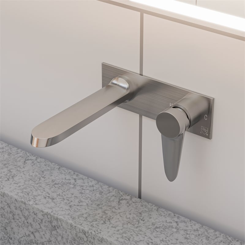 AB1772-BN Brushed Nickel Wall Mounted Modern Bathroom Faucet