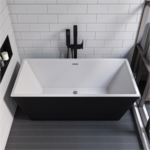 ALFI brand AB8834 59&quot Mixed Color Rectangular Free Standing Soaking Bathtub