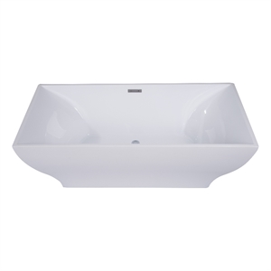 ALFI brand AB8840 67 inch White Acrylic Rectangular Free Standing Soaking Bathtub