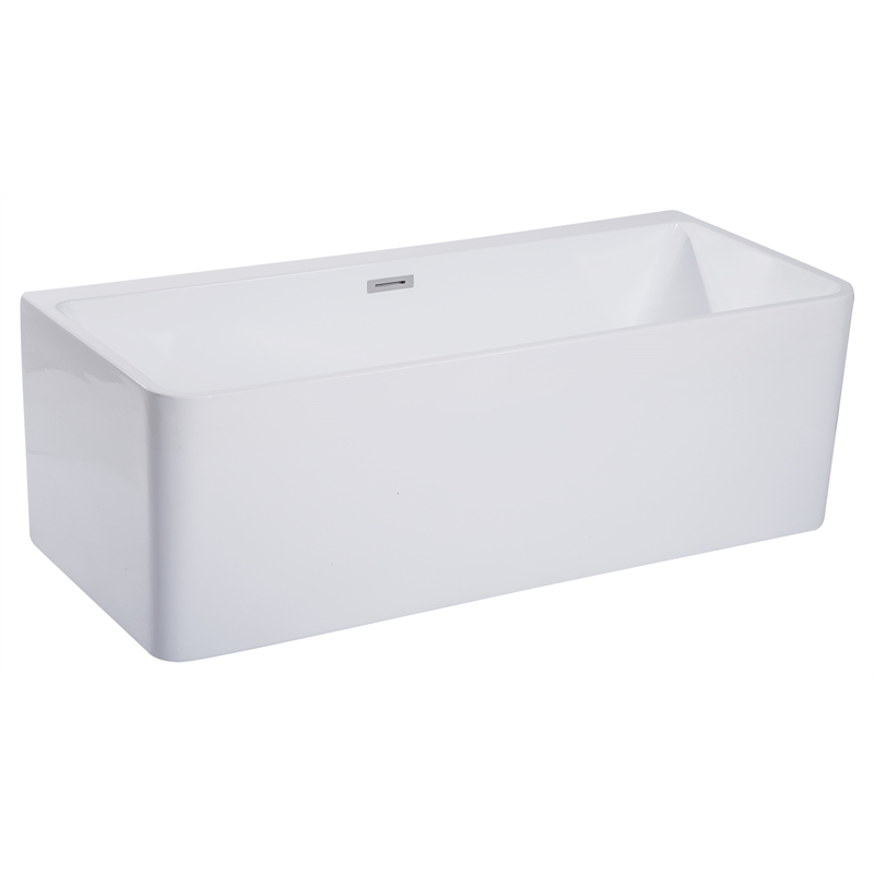 ALFI brand AB8859 67 inch White Acrylic Rectangular Free Standing Soaking Bathtub