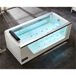 EAGO AM152ETL-6 6 ft Clear Rectangular White Acrylic Whirlpool Bathtub