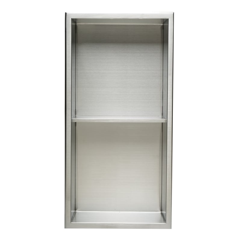 ALFI brand ABN1224-BSS 12 x 24 Stainless Steel Vertical Bath Shower Niche