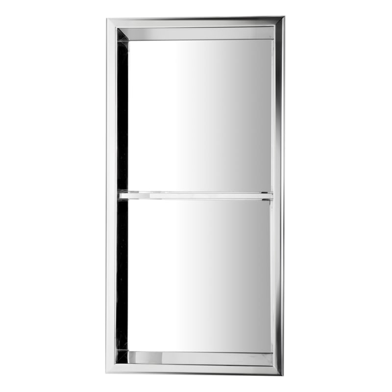ALFI brand ABN1224-PSS 12 x 24 Stainless Steel Vertical Bath Shower Niche