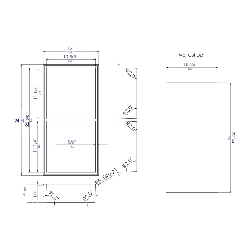 ALFI brand ABN1224-PSS 12 x 24 Stainless Steel Vertical Bath Shower Niche