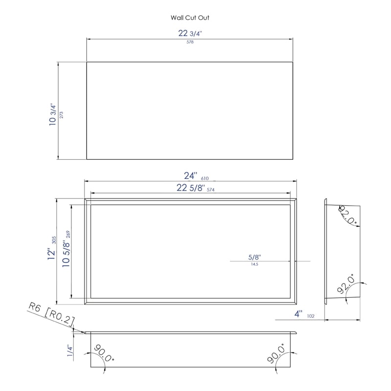 ALFI brand ABN2412-BSS 24 x 12 Stainless Steel  Bath Shower Niche
