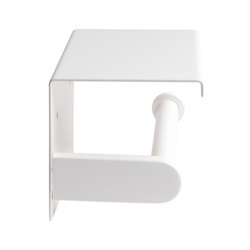 ALFI brand ABTPC66-W White Matte Stainless Steel Toilet Paper Holder with Shelf