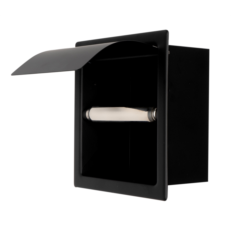 ALFI brand ABTPC77-BLA Black Matte Stainless Steel Recessed Toilet Paper Holder with Cover