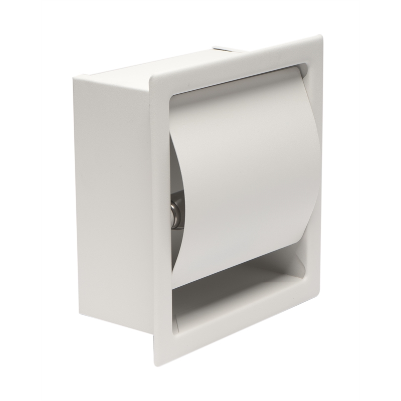 ALFI brand ABTPC77-W White Matte Stainless Steel Recessed Toilet Paper Holder with Cover