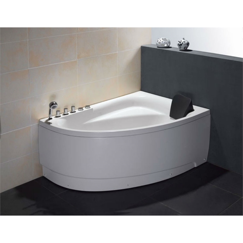 EAGO AM161-L 5' Person Corner White Acrylic Whirlpool Bath Tub - Drain on Left