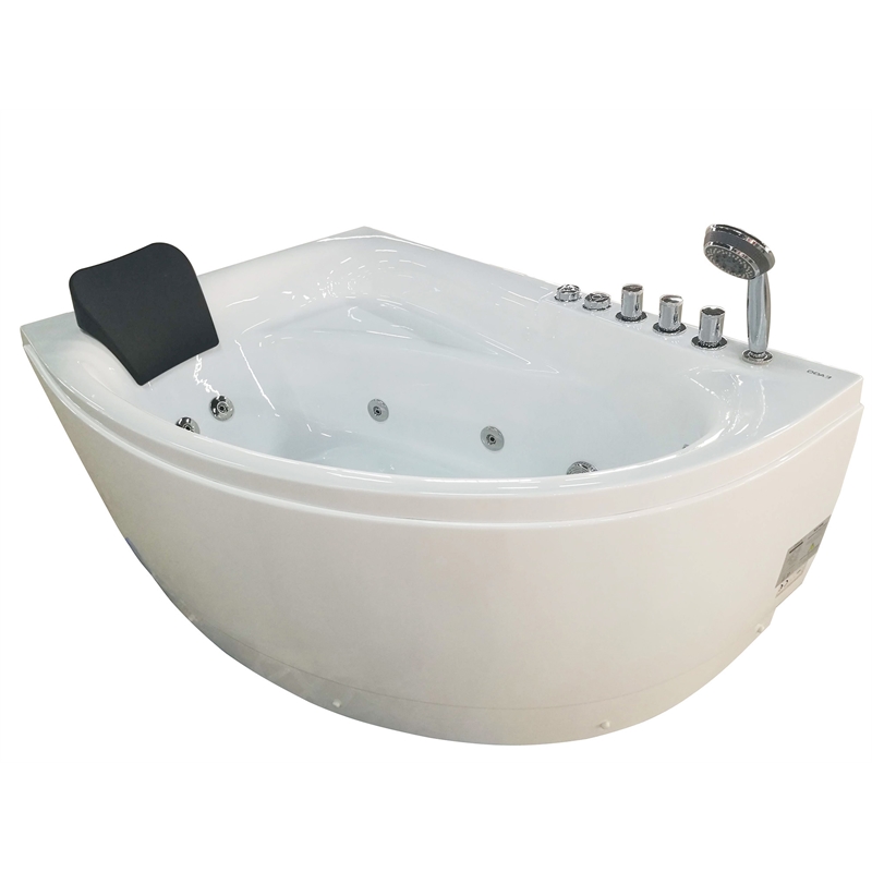 EAGO AM161-R 5' Person Corner White Acrylic Whirlpool Bath Tub - Drain on Right