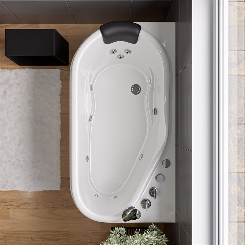 EAGO AM175-R 5' White Acrylic Whirlpool Bathtub - Drain on Left