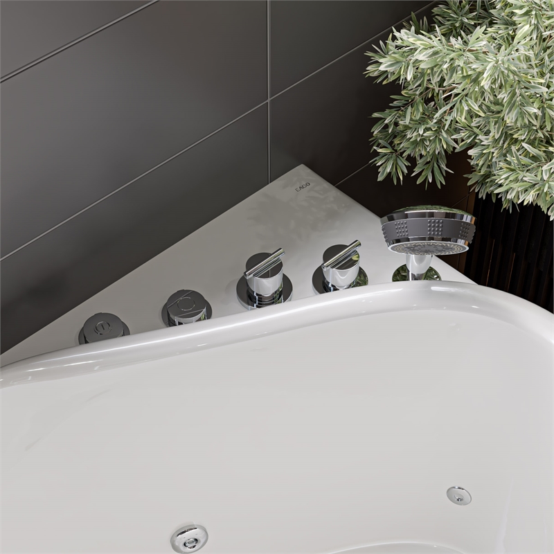 EAGO AM175-R 5' White Acrylic Whirlpool Bathtub - Drain on Left