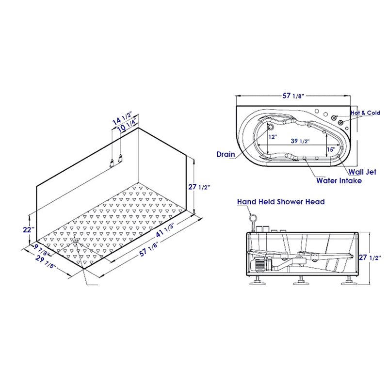 EAGO AM175-R 5' White Acrylic Whirlpool Bathtub - Drain on Left