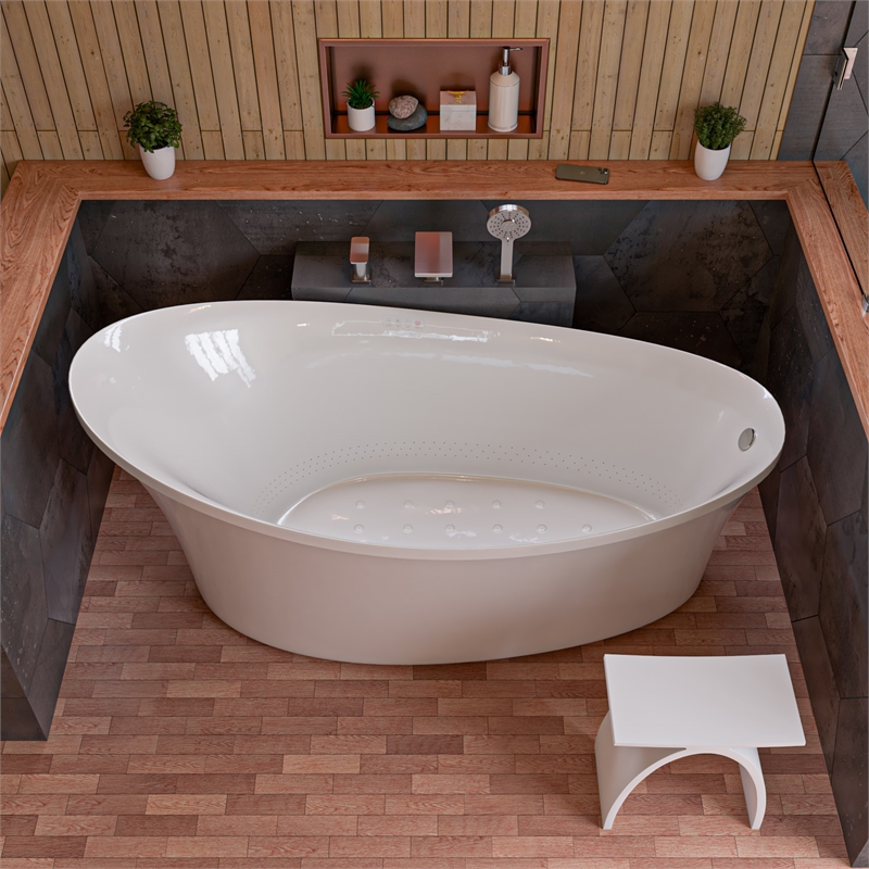 EAGO AM1800 6 ft White Acrylic Free Standing Air Bubble Bathtub
